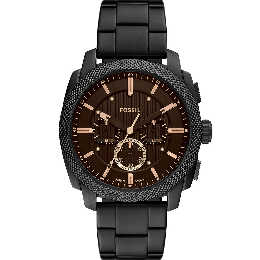 Fossil Machine FS6097 Stylish Black IP Chronograph Watch with 44mm Case
