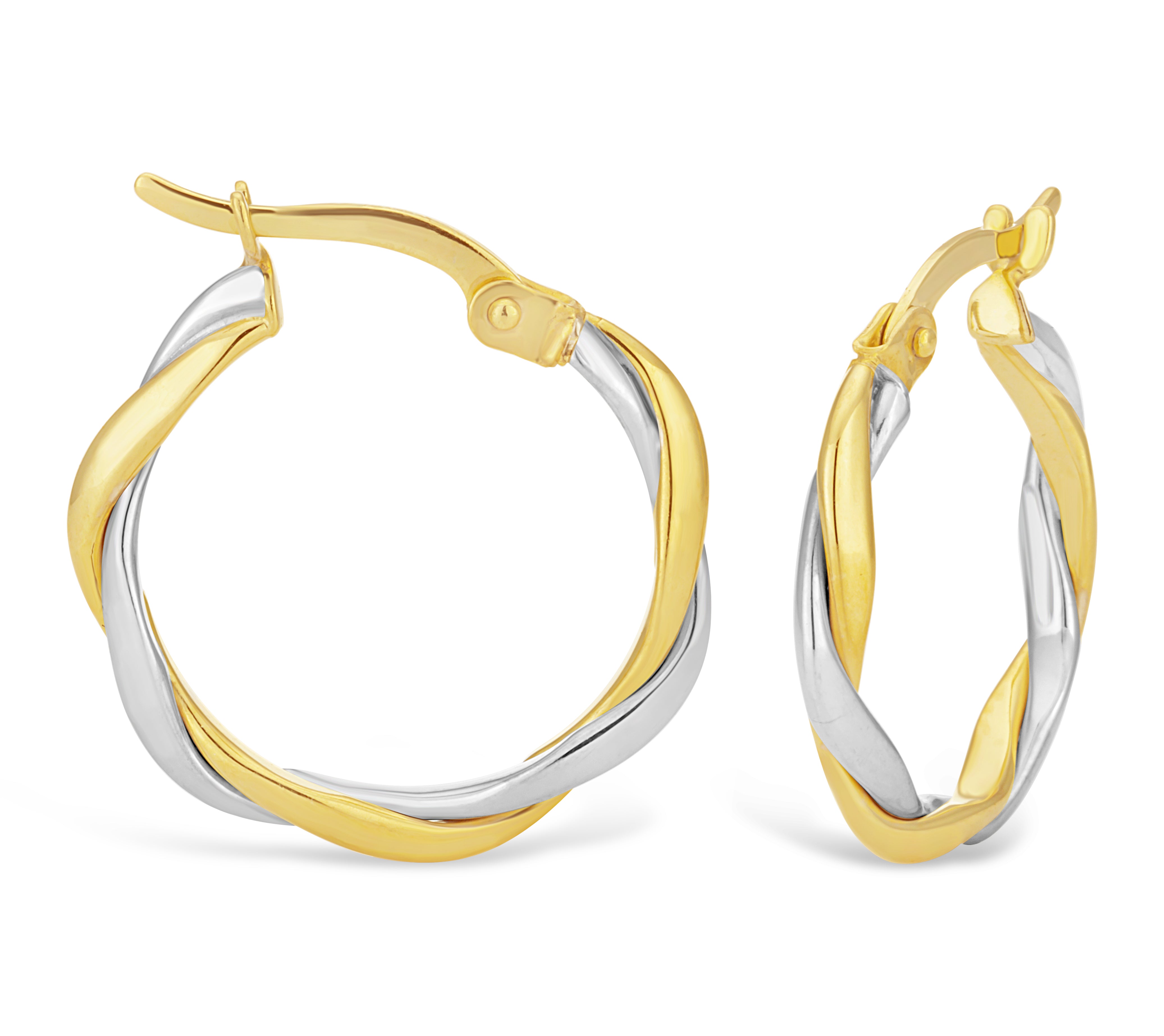 Stylish 9ct Two-Tone Gold Filled Twisted Hoop Earrings for Elegance