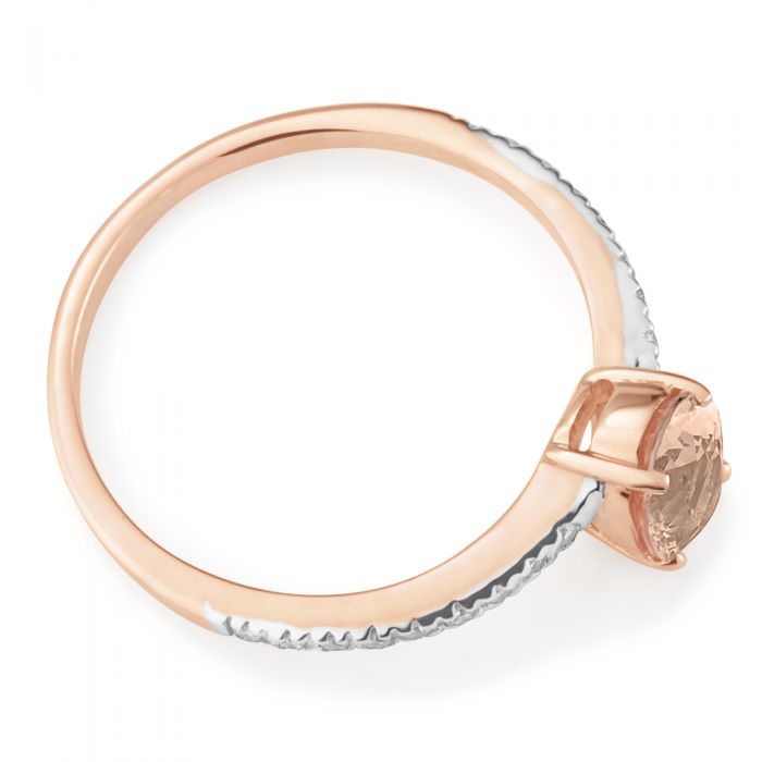Stunning 9ct Rose Gold Ring with 7x5mm 0.80ct Morganite and Diamonds