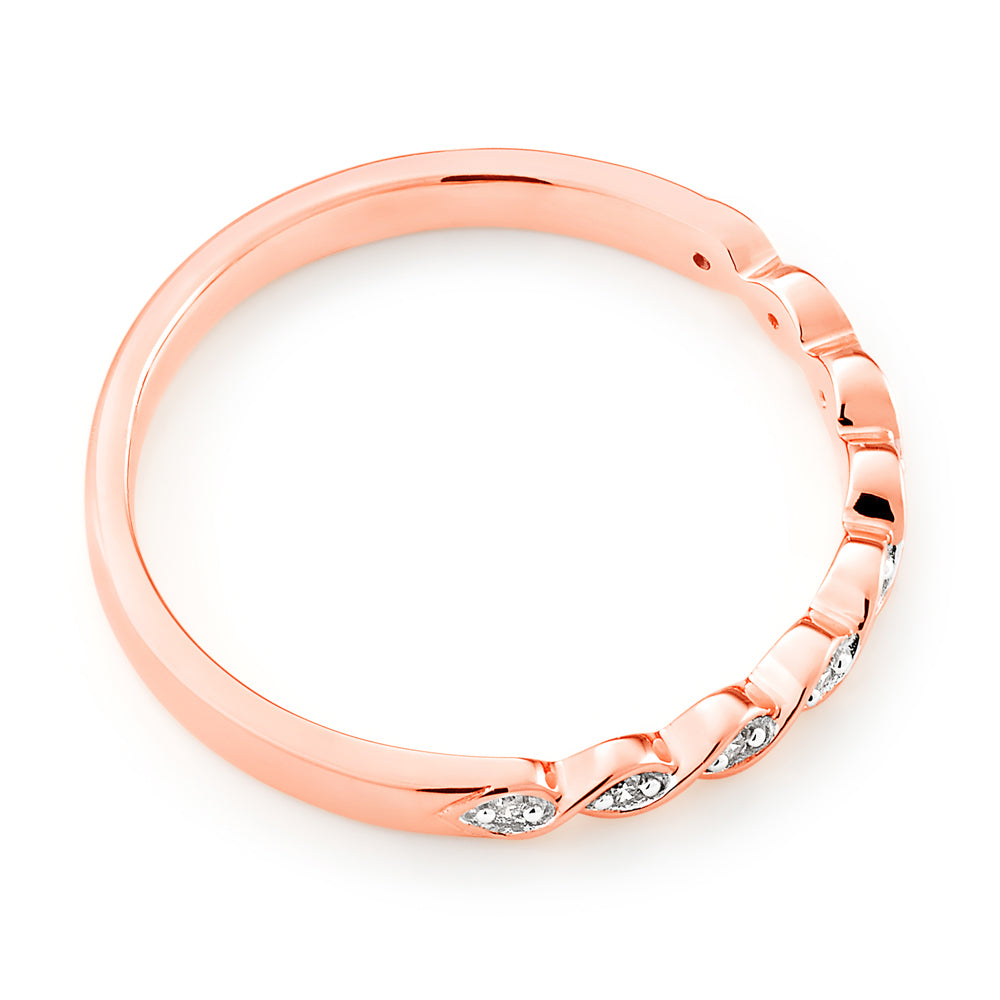 Stylish 9ct Rose Gold Ring Adorned with 9 Sparkling Diamonds