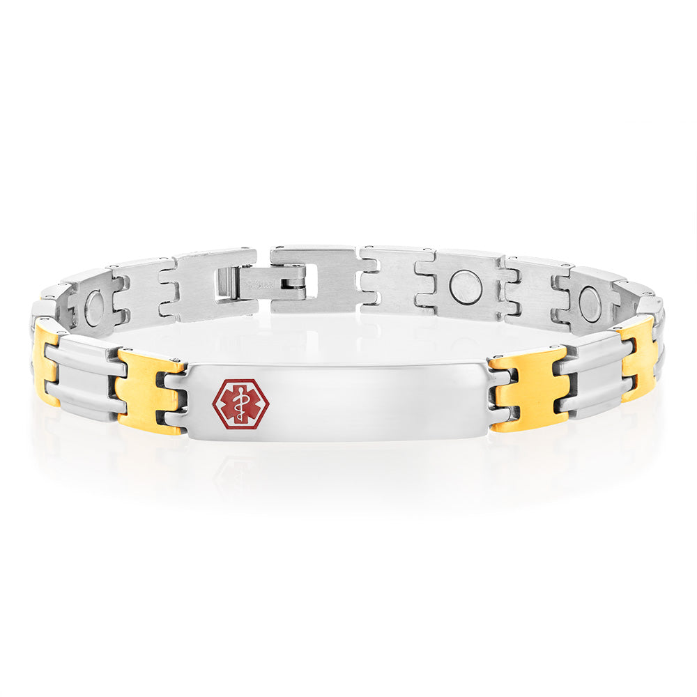Stylish Forte Two - Tone Stainless Steel ID Bracelet with 19.5cm Length