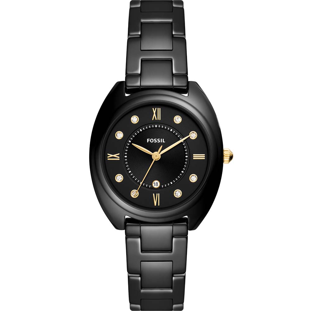 Fossil Women's All-Black Ceramic Watch with Gold Accents - Gabby CE1114