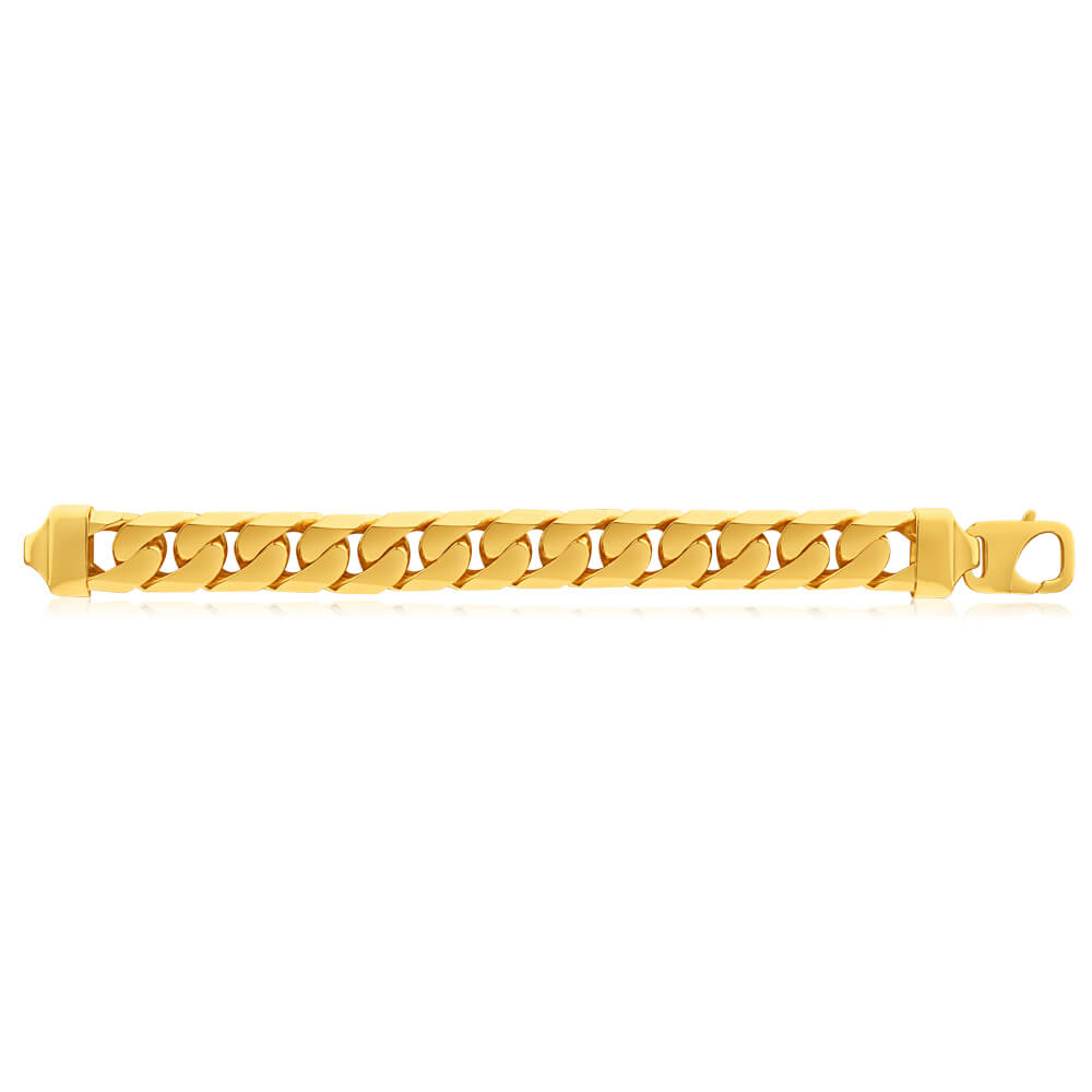 24cm 9ct Yellow Solid Gold Heavy 650 Gauge Curb Bracelet for Timeless Style