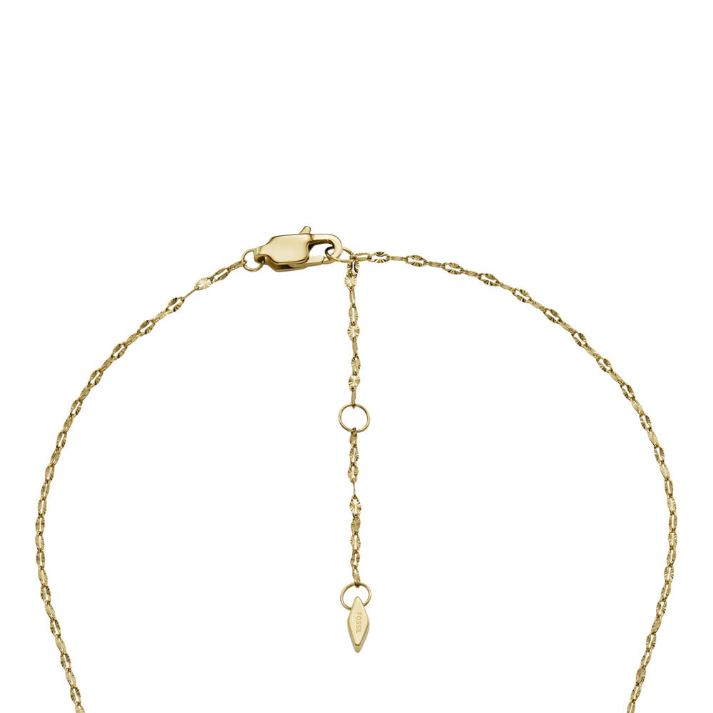 Fossil Sadie Yellow Gold Plated Stainless Steel Pendant with Chain