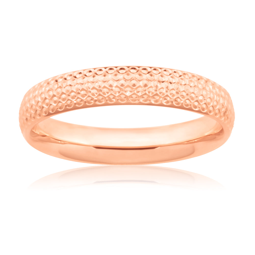 Exquisite 9ct Rose Gold Double - Cut Shimmering Ring