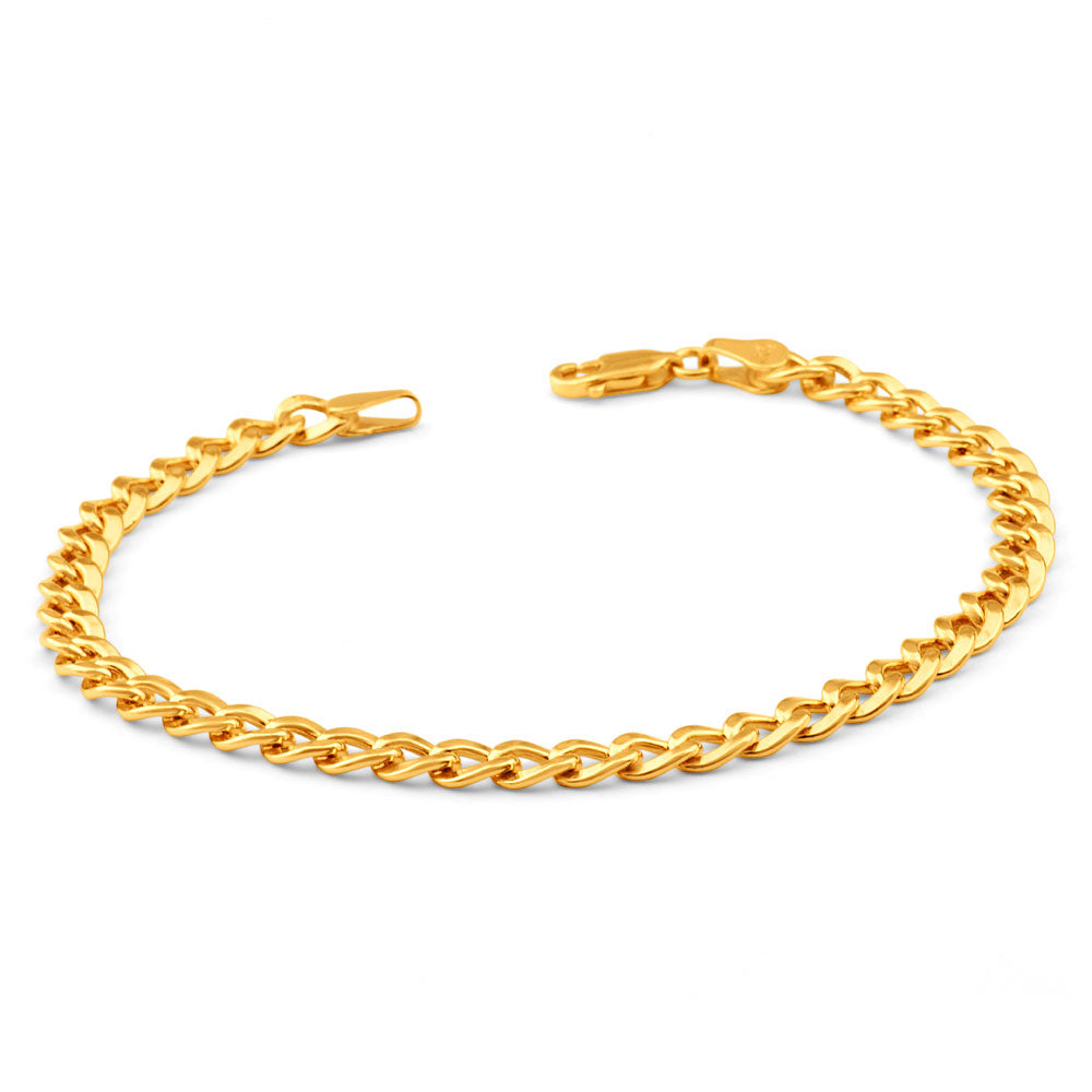 19cm Curb Style Bracelet Crafted from 9ct Yellow Gold-Copper Filled Material with 120 Gauge