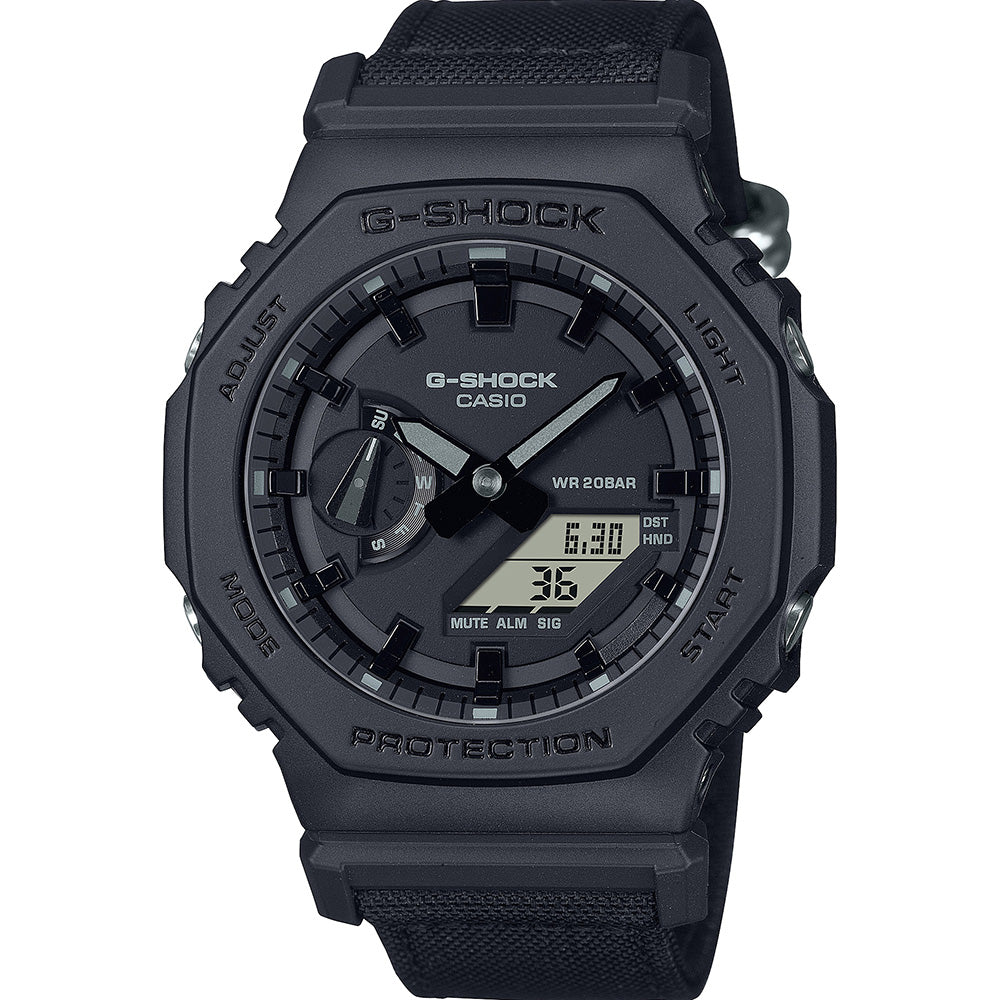 G-Shock GA2100BCE-1A Compact and Durable Utility Black Cordura Wristwatch for Everyday Wear
