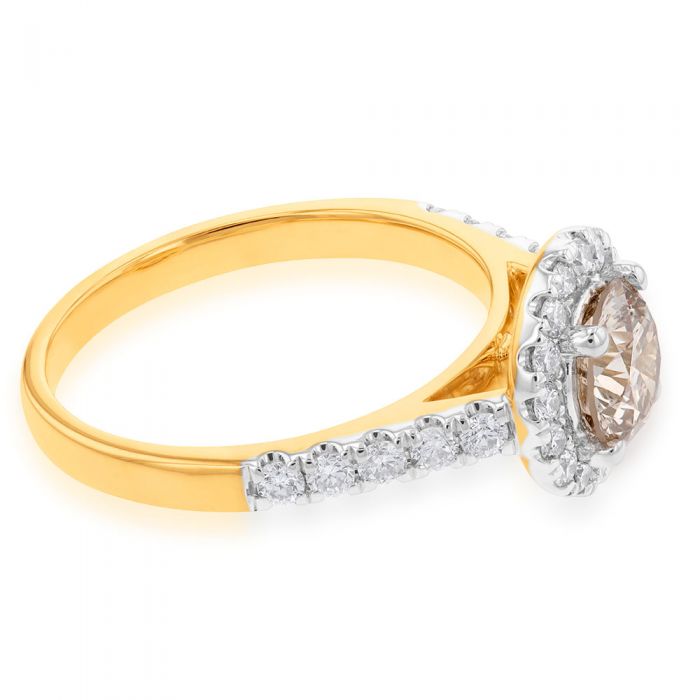 Exquisite 18ct Yellow Gold Ring with 1.50 Carat Diamond and 1 Carat Australian Diamond