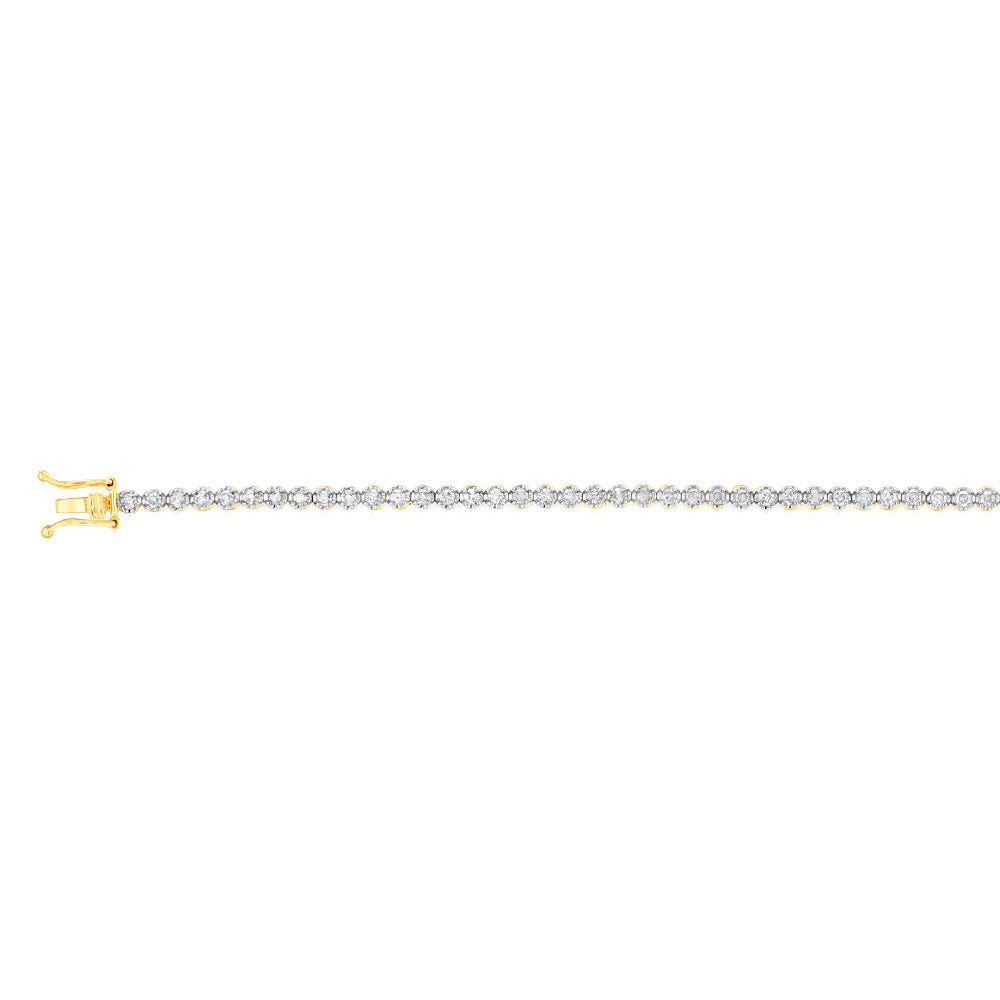 Stunning 2-Carat Diamond Tennis Bracelet with 59 Sparkling Diamonds in 9ct Yellow Gold
