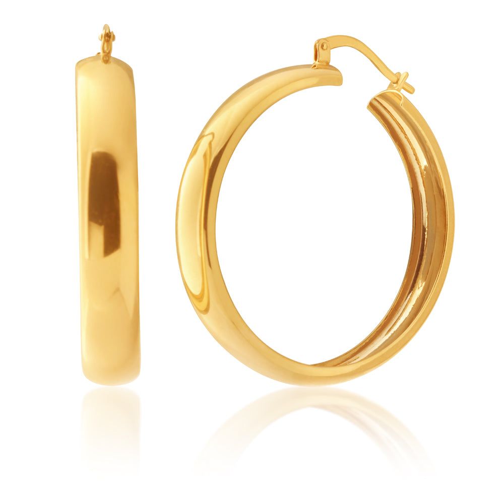Stunning 30mm 9-carat Yellow Gold-Filled Hoop Earrings for Women's Jewelry Collection