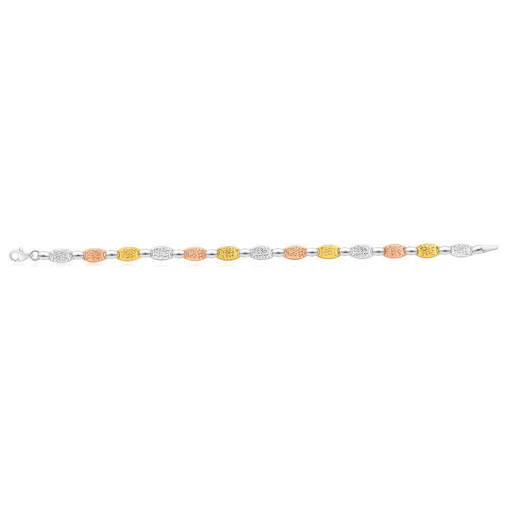 Stylish 9ct Gold Fancy Bracelet in Yellow, White, and Rose Gold Varieties
