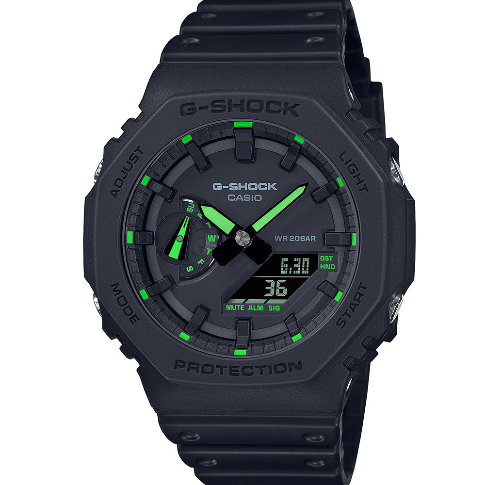 G-Shock GA2100-1A3 Neon Accent Series 'CasiOak' - Stylish and Functional Men's Wristwatch