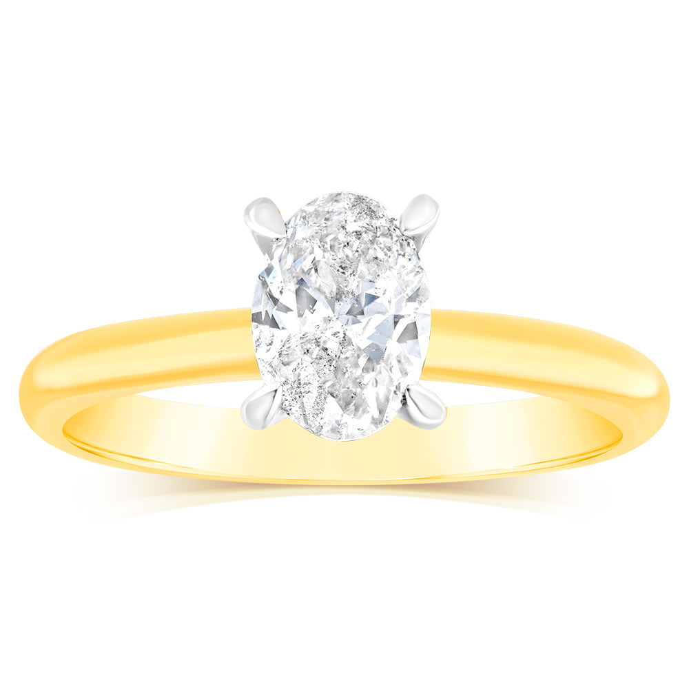 Stunning 18ct Yellow Gold Ring Featuring a 1 Carat Oval Diamond