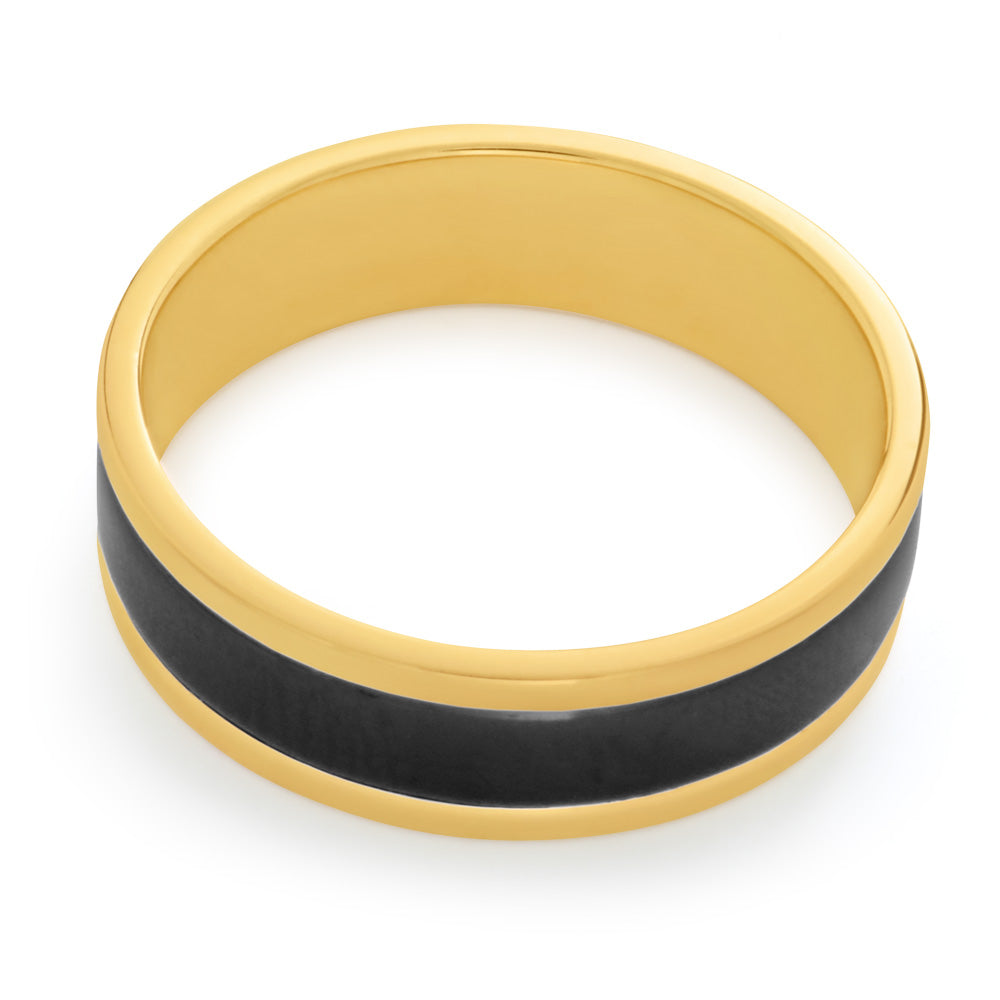 Stylish 9ct Yellow Gold & Zirconium Flawless-Cut Ring for Confident Wear