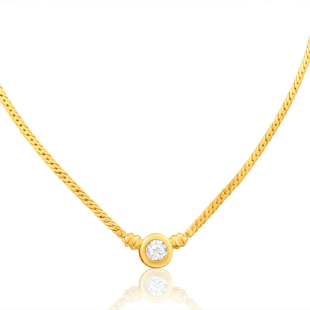 Exquisite 9ct Yellow Gold Cubic Zirconia Necklace Chain