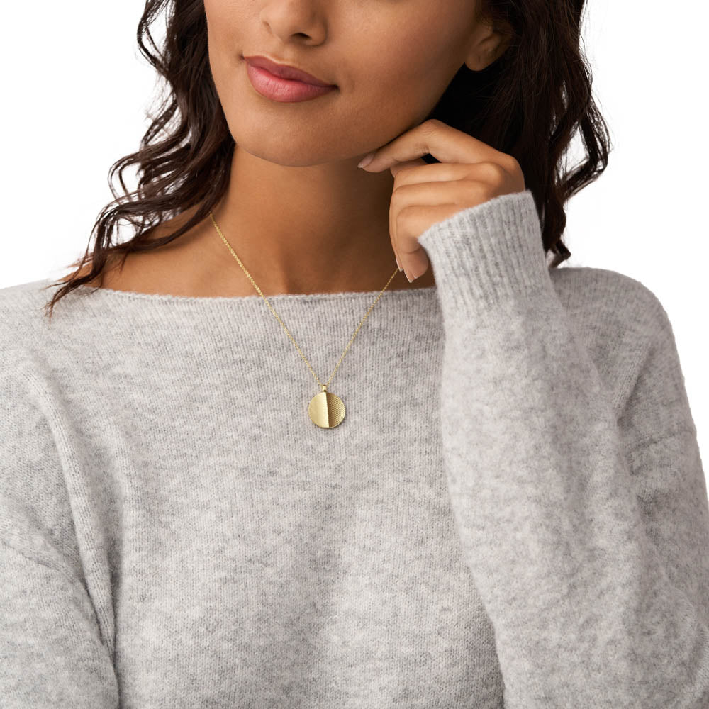 Fossil Harlow Yellow Gold Plated Stainless Steel Pendant with Chain