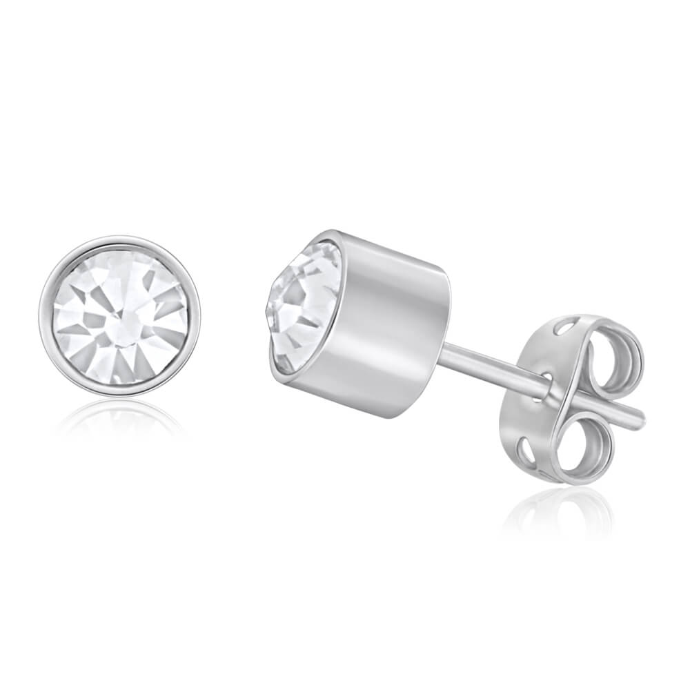 Stylish Forte Stainless Steel Swarovski Crystal Stud Earrings for All Genders