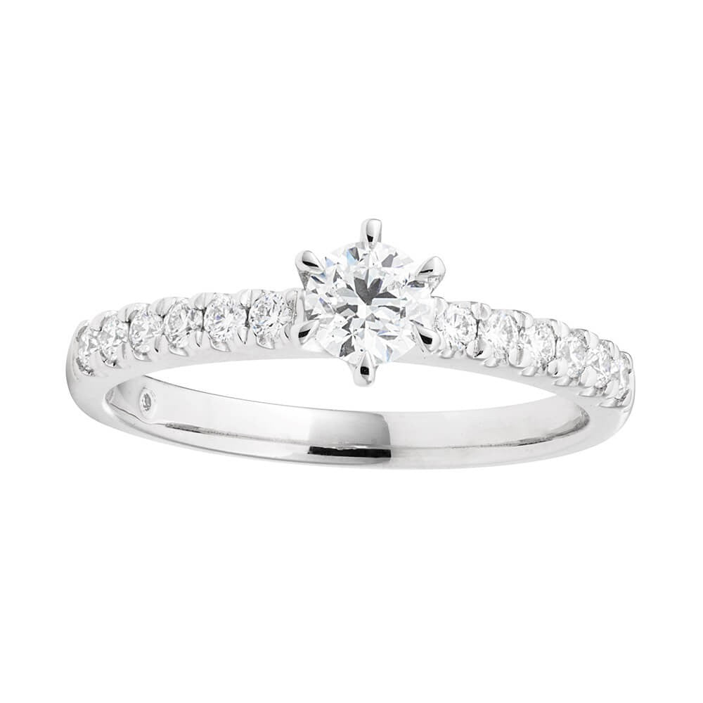 Exquisite Platinum Ring with Flawless Cut Diamond Accents