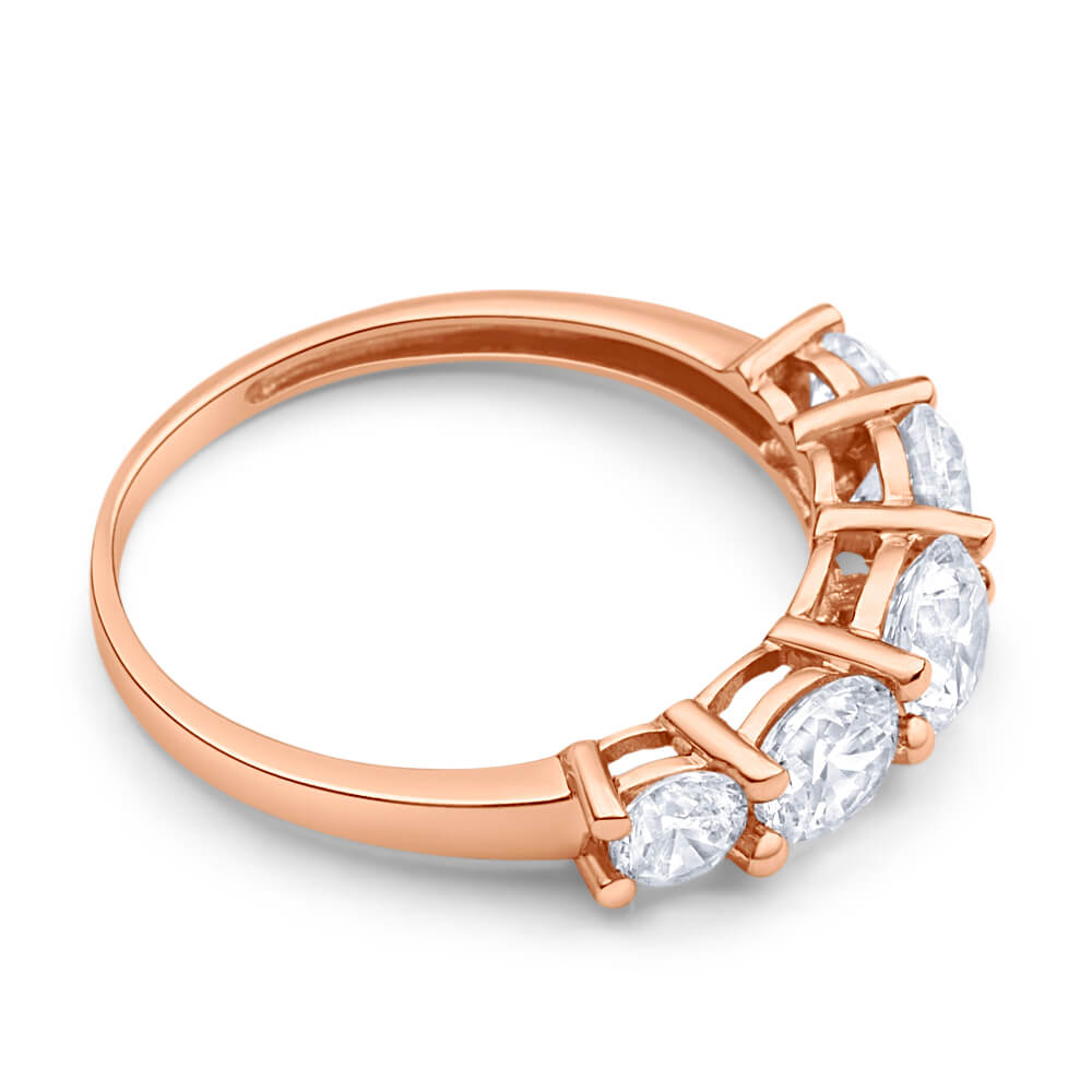 9ct Rose Gold 'Esther' Graduated Cubic Zirconia Ring