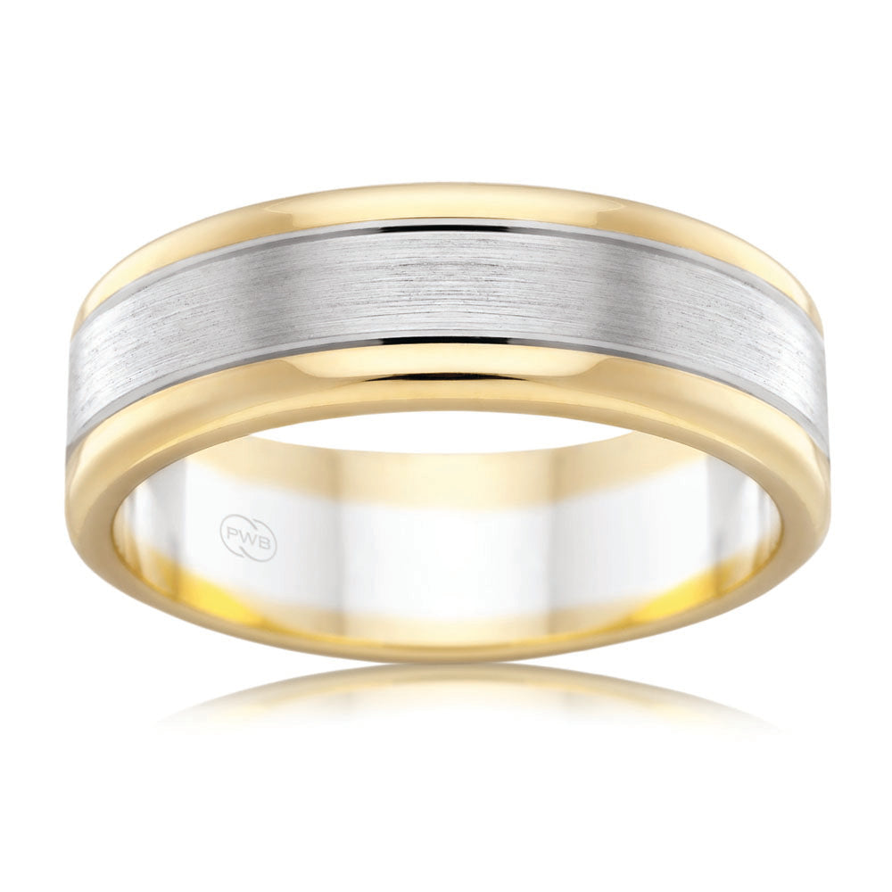 8mm 9ct Two - Tone Gold Ring Available in All Sizes