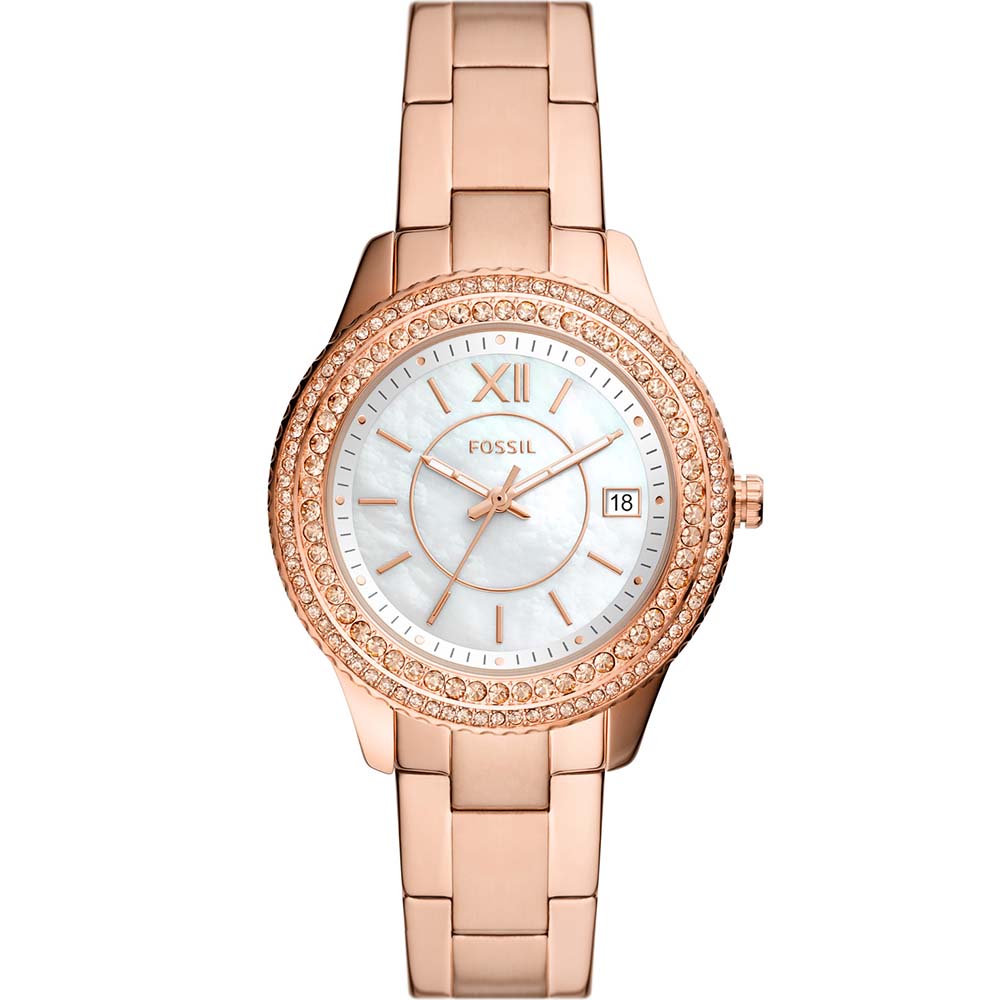 Fossil Women's Stella ES5131 Stone Set Dress Watch with Rose Tone