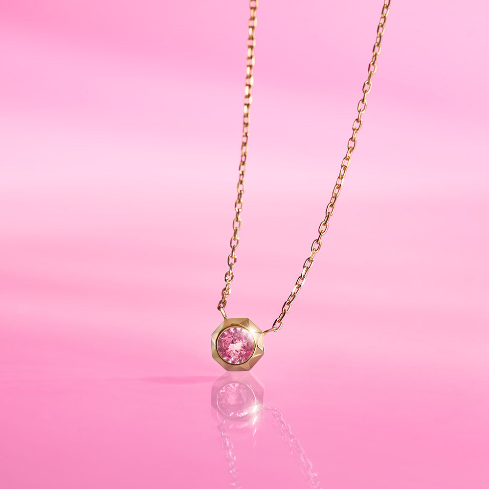 Fossil Exclusive Barbie Special Edition Gold - Plated Stainless - Steel Necklace with a Stunning Pink Crystal Pendant