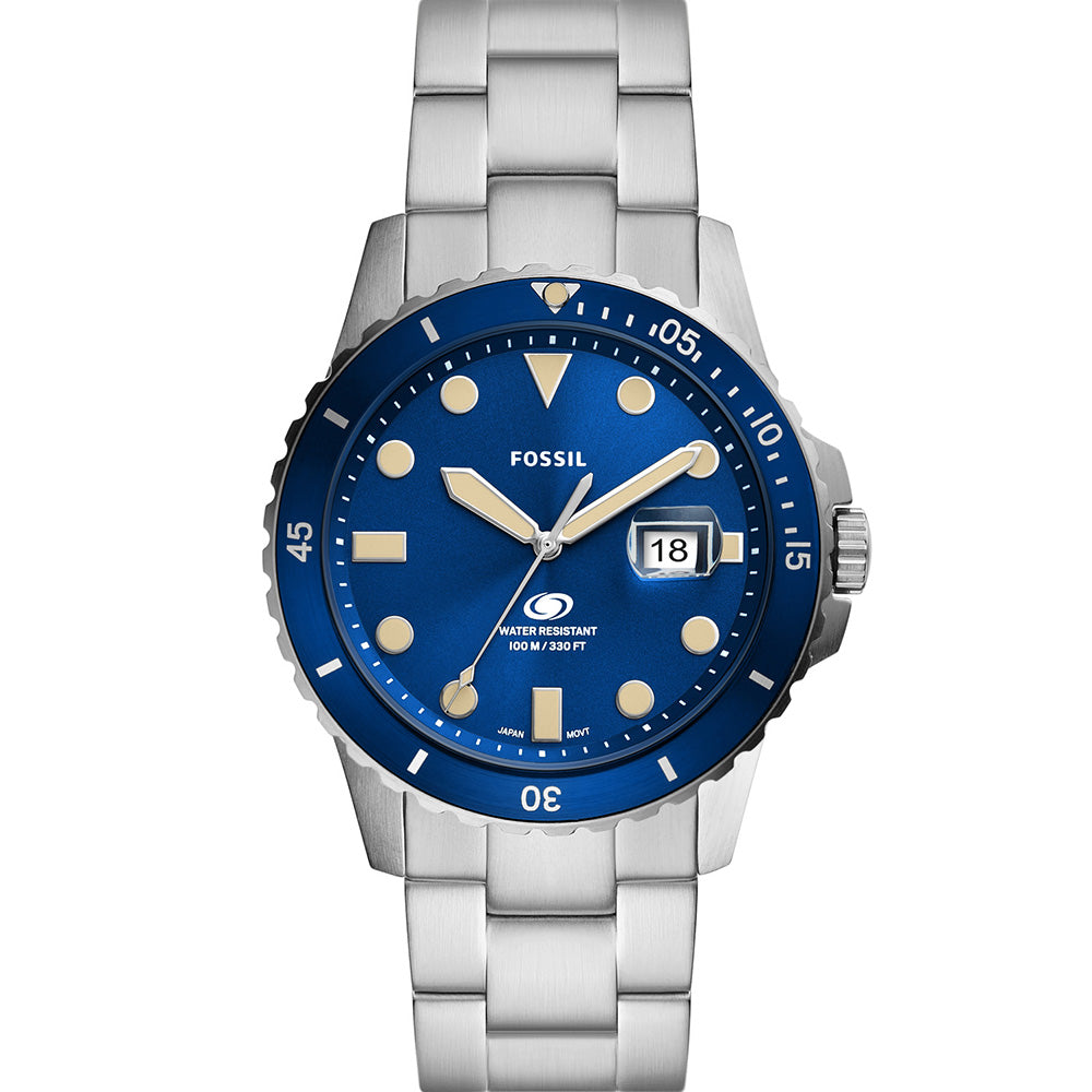 Fossil FS5949 Men's Stainless Steel Watch in Striking Blue
