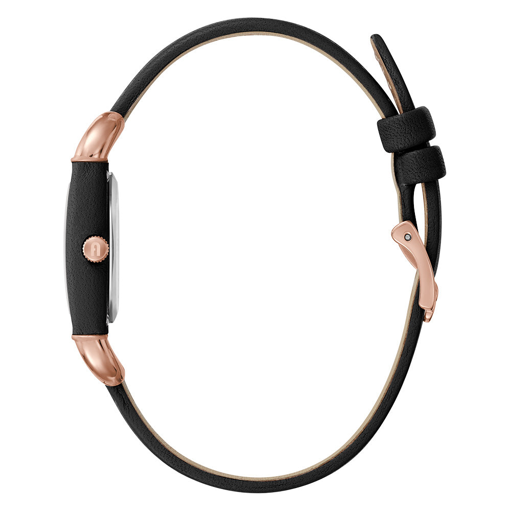 Furla Arco Square WW00017003L3 Rose Gold-plated Black Leather Watch