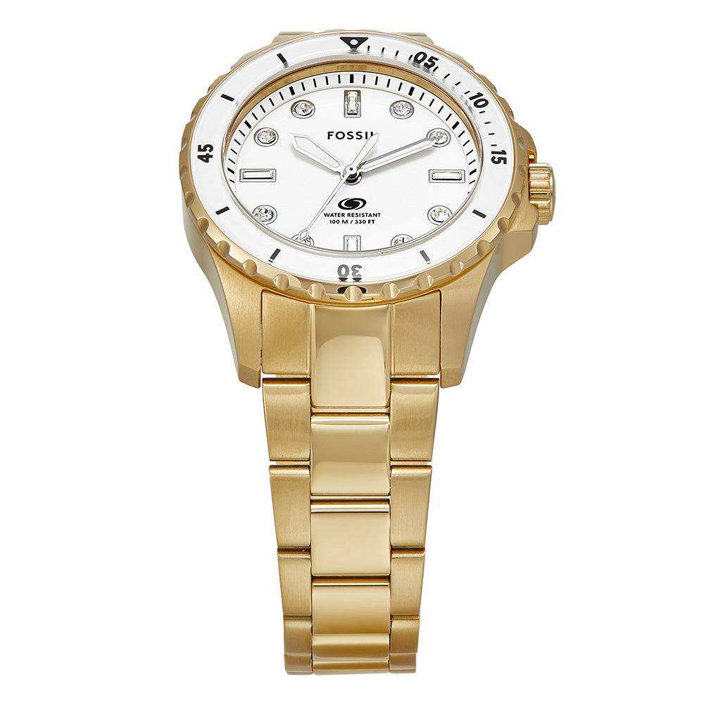Fossil ES5350: Sophisticated Blue Watch with Gold - Tone Design