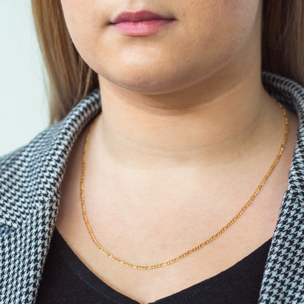 55cm 9ct Solid Yellow Gold Figaro Chain for Stunning Look