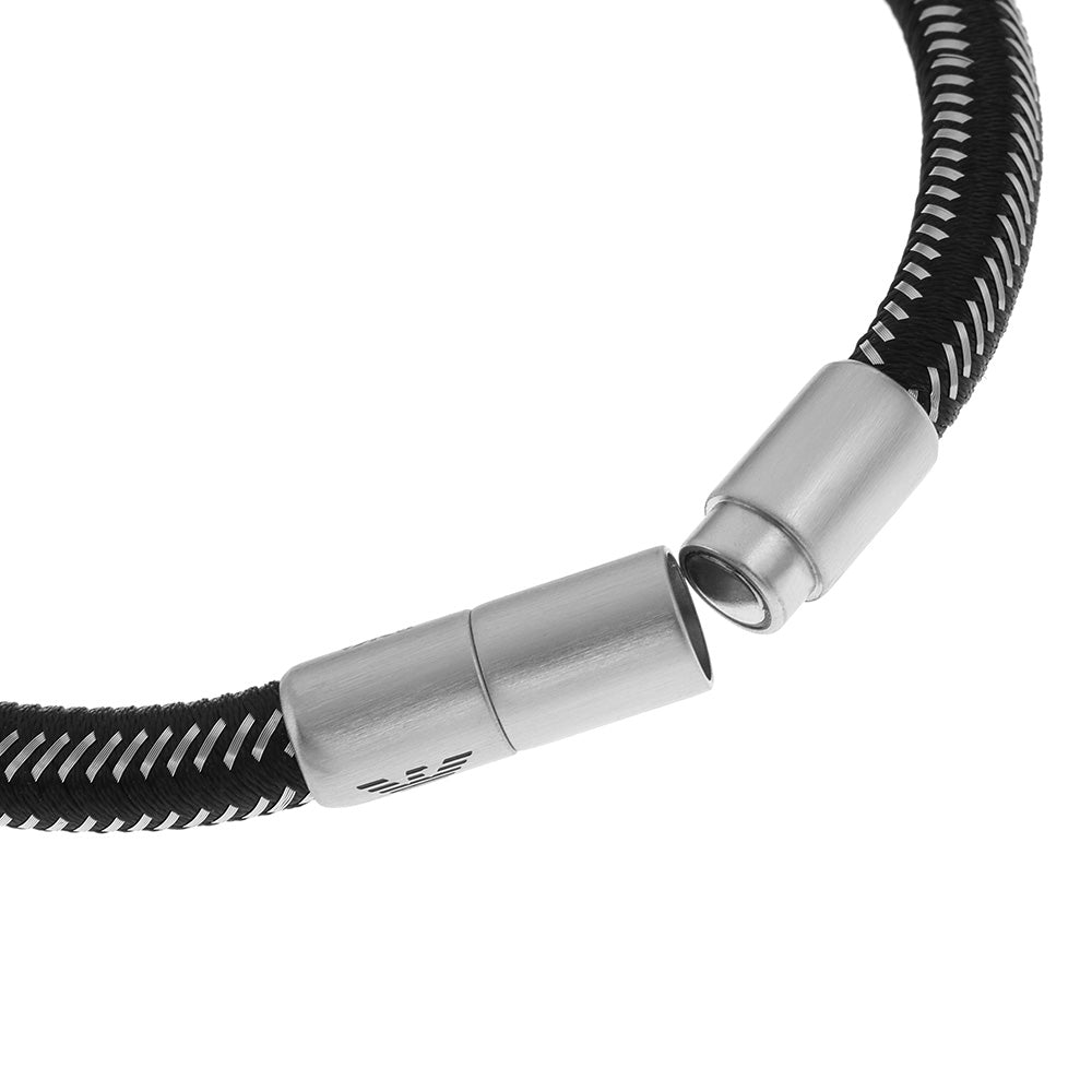 Stylish Emporio Armani Black Nylon Bracelet with Stainless Steel Design