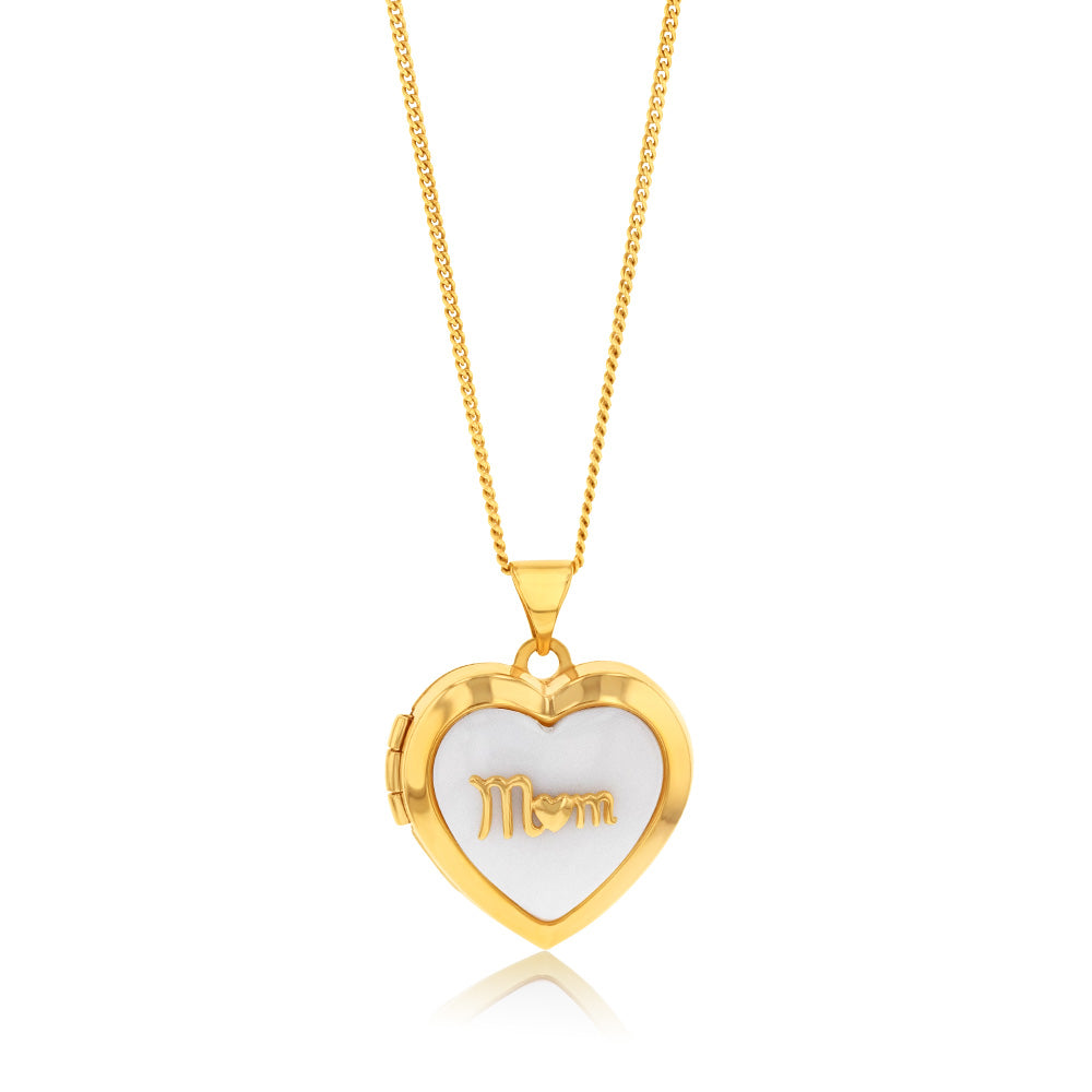9ct Yellow Gold Locket with White Agate for Mum