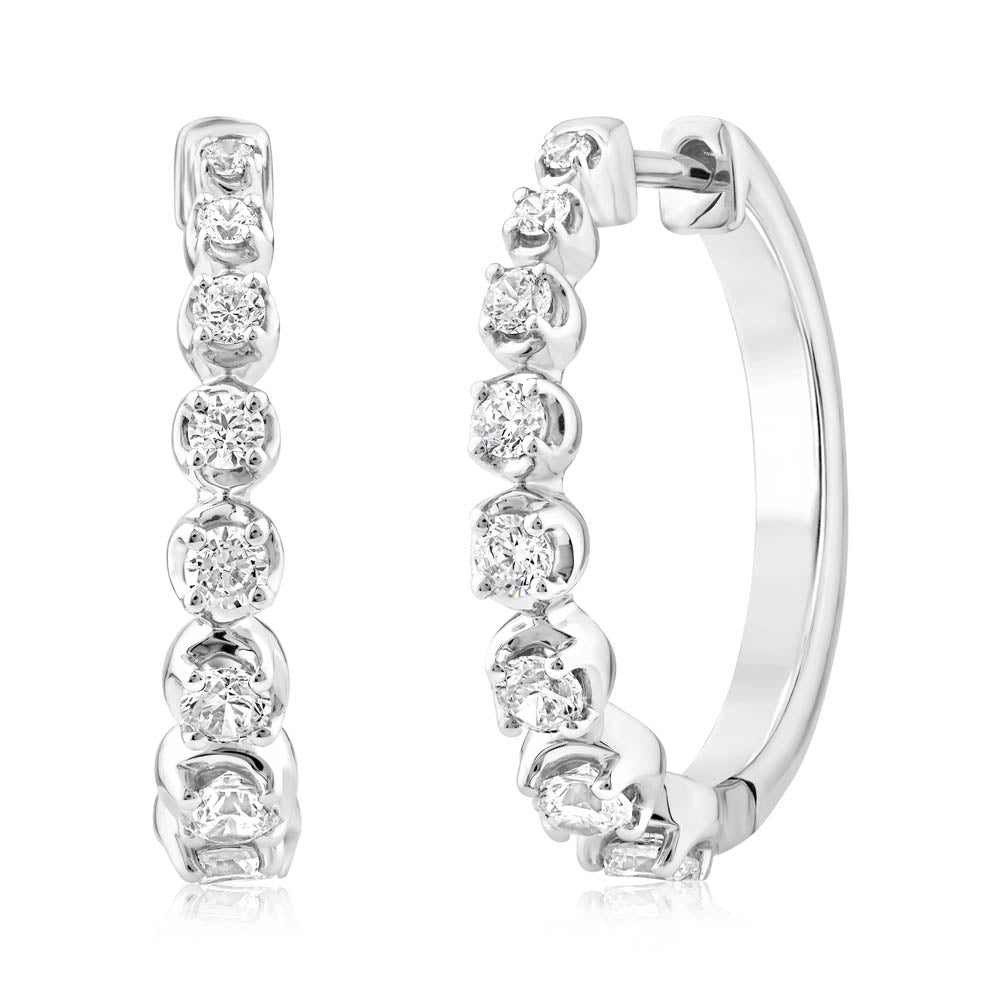 Exquisite 2/3 Carat Diamond Hoop Earrings Crafted in 10ct White Gold Jewelry