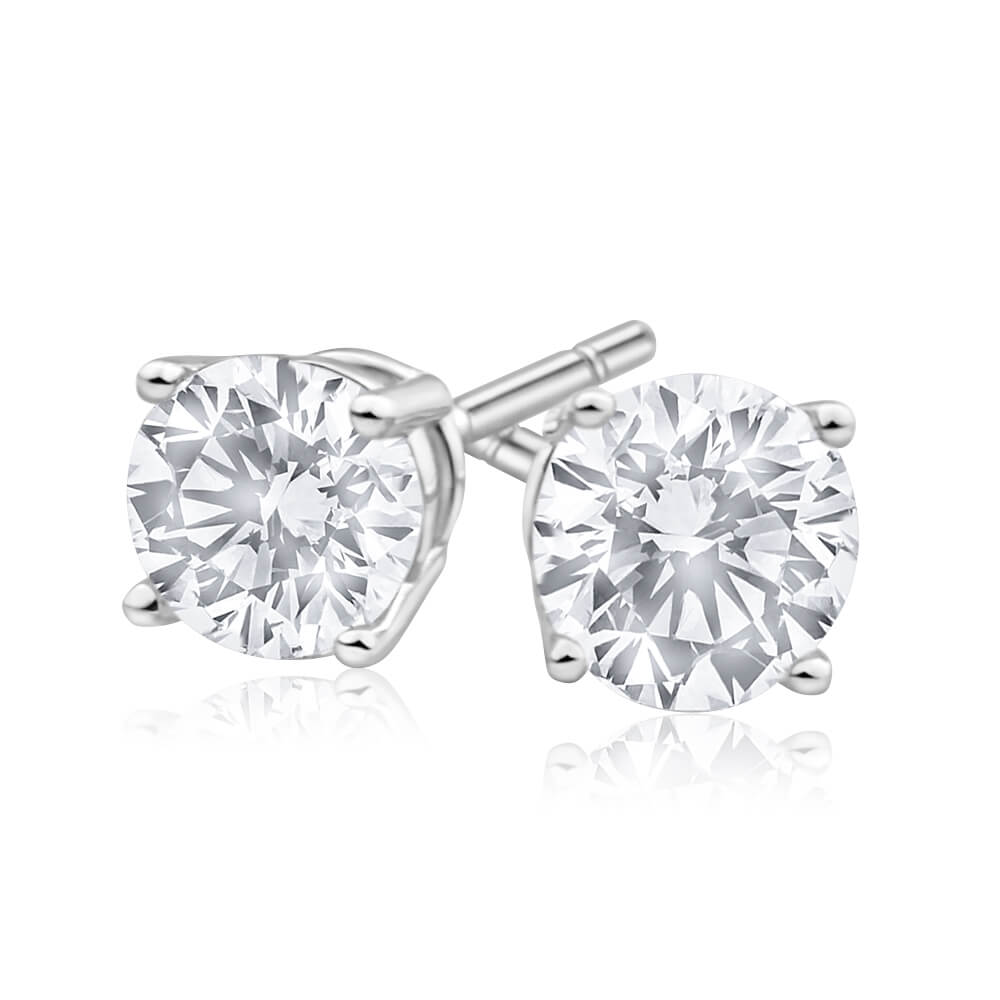 Exquisite 18ct White Gold Stud Earrings Featuring 1 Carat of Brilliant Diamonds