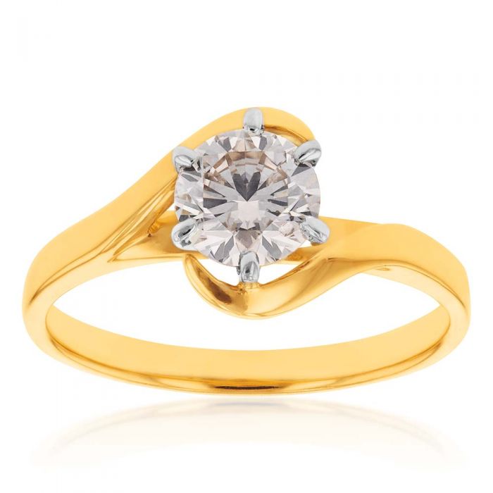 Luxurious 18 Carat Yellow Gold Single-Stone Ring Featuring a 1 Carat Natural Australian Diamond