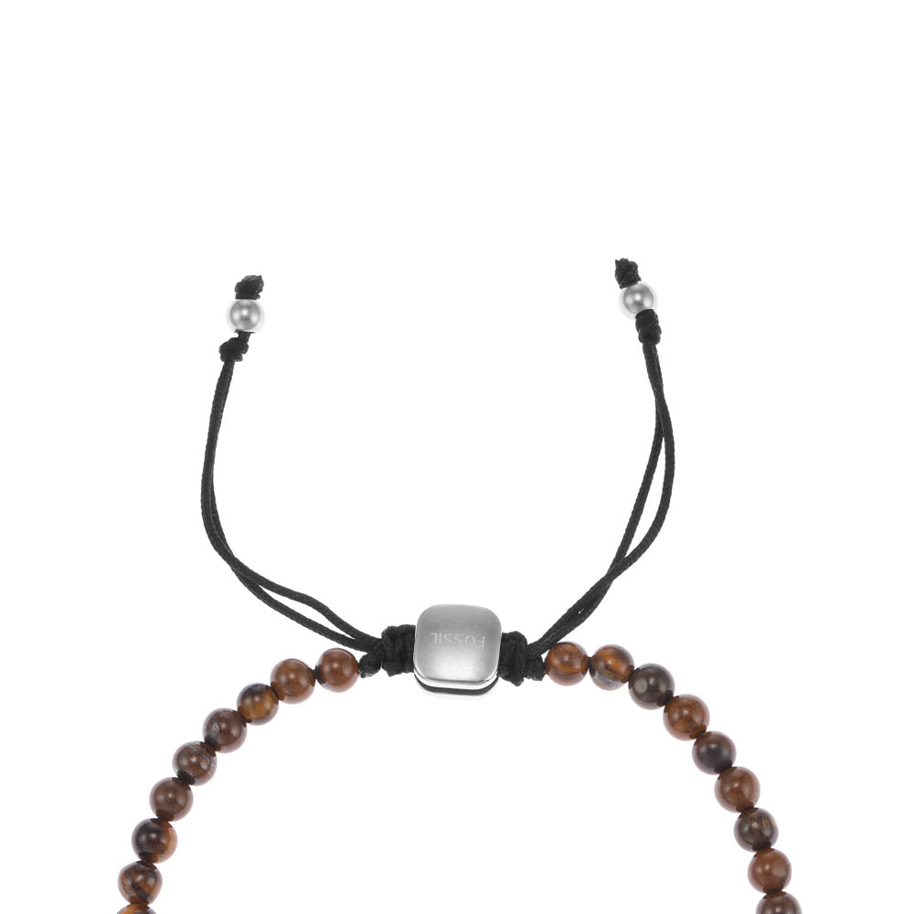 25cm Fossil Bracelet with Stainless Steel and Tiger Eye Beads