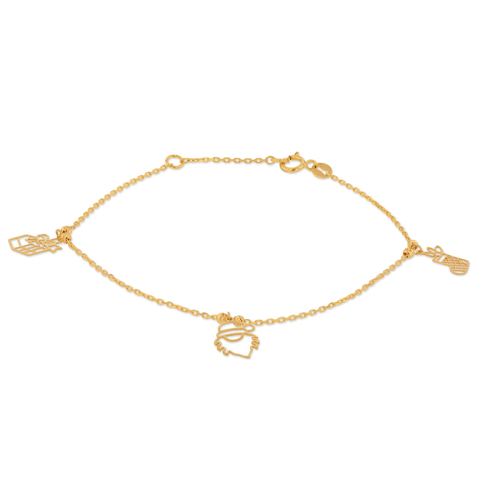Stunning 9ct Yellow Gold Bracelet with Three Festive Christmas Charms