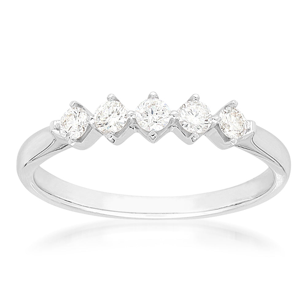 Exquisite 1/4 Carat Flawless Cut Diamond Dress Ring Crafted in 9ct White Gold for Women's Fine Jewelry