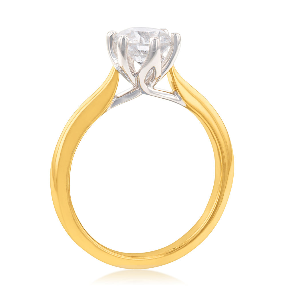 Exquisite 18 Carat Yellow Gold Solitaire Ring Featuring Approximately 1 Carat Diamond