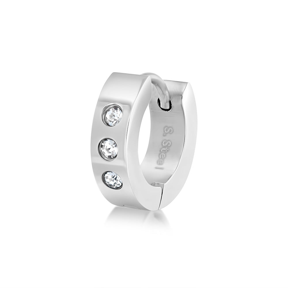 Forte High - Quality Stainless Steel Cubic Zirconia Single Hoop Earring (Just One Piece)