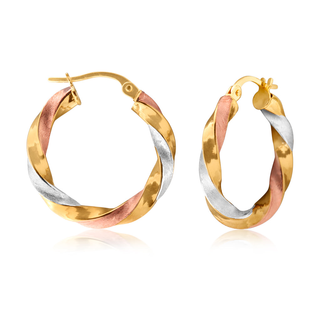 Stylish 9ct Gold Fancy Hollow Hoop Earrings for Regular Wear