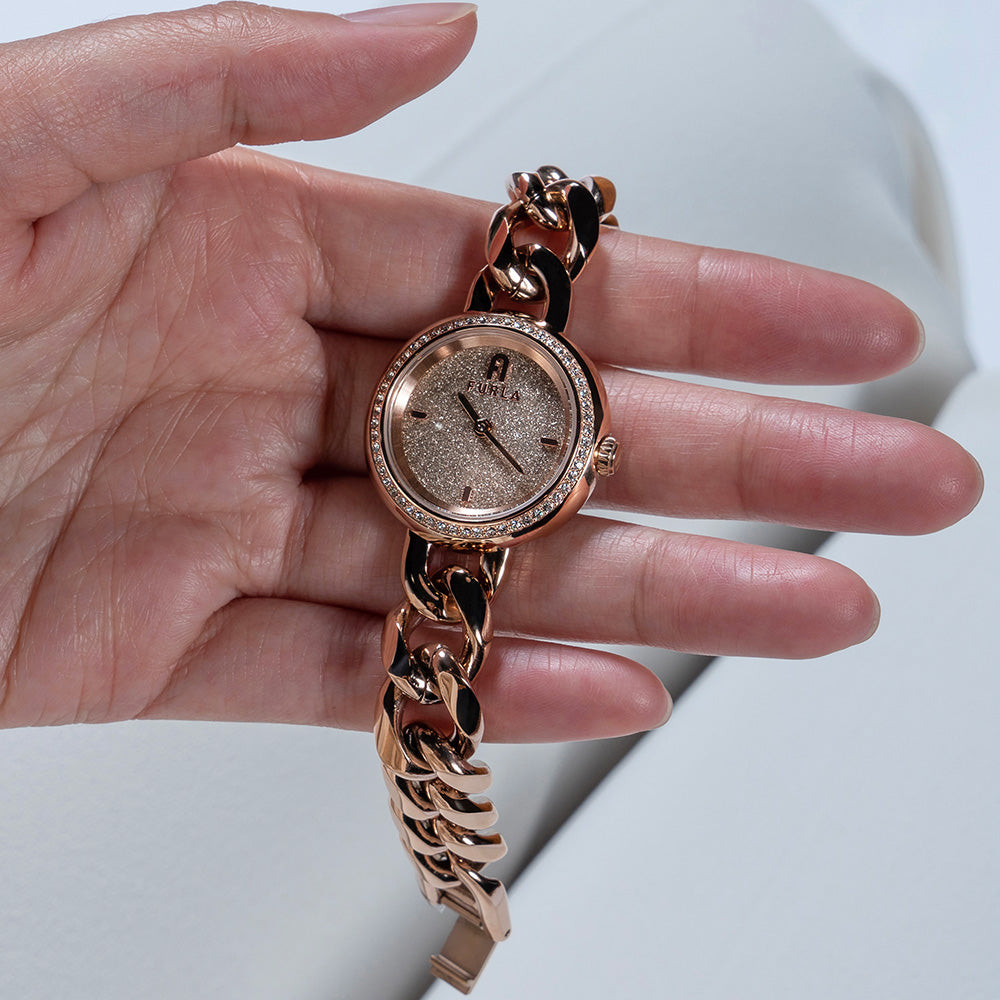Furla Rose Gold Tone Stainless Steel Chain Round Ladies Watch WW00019013L3