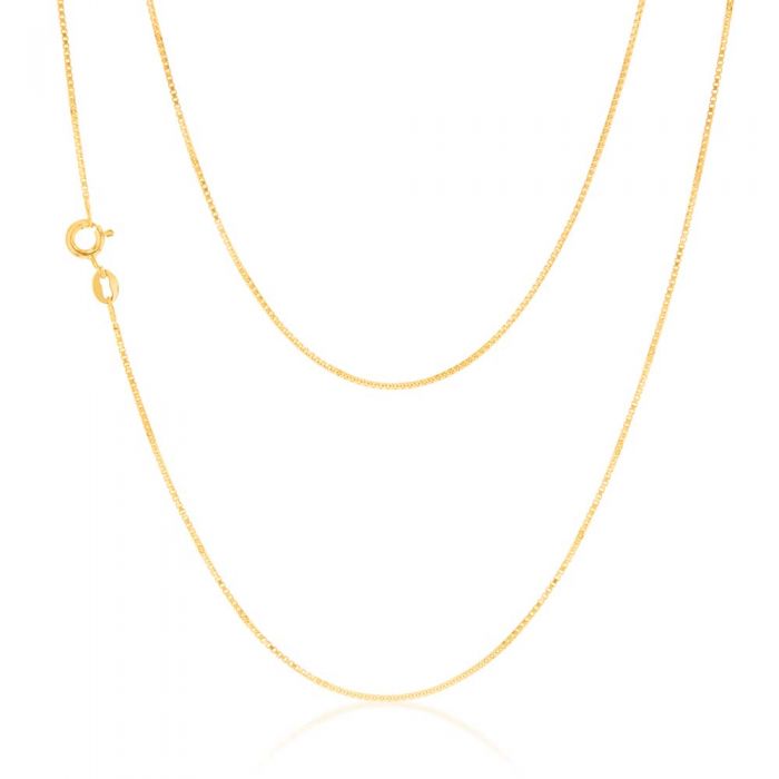 15 Gauge 41cm Solid 9 Carat Yellow Gold Box Chain for Jewelry Lovers