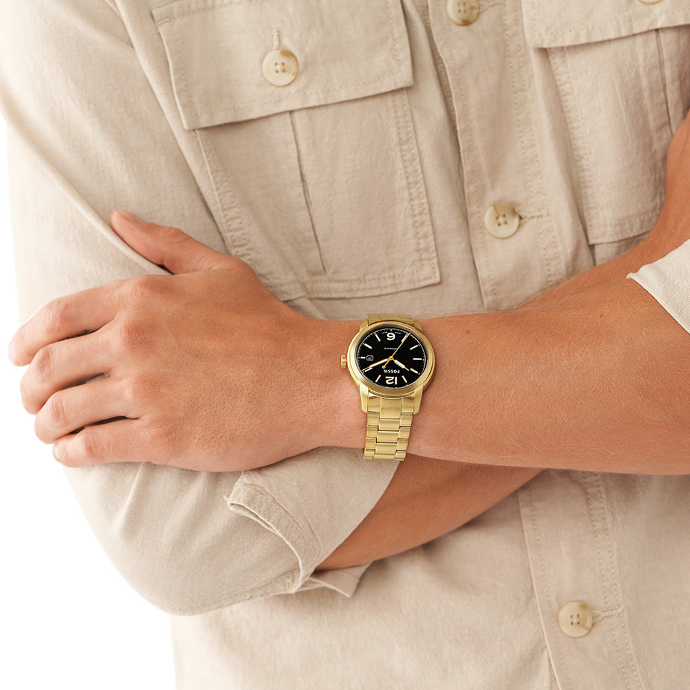 Fossil Heritage Automatic ME3232 Men's Wristwatch with Gold Case and Matching Gold Bracelet