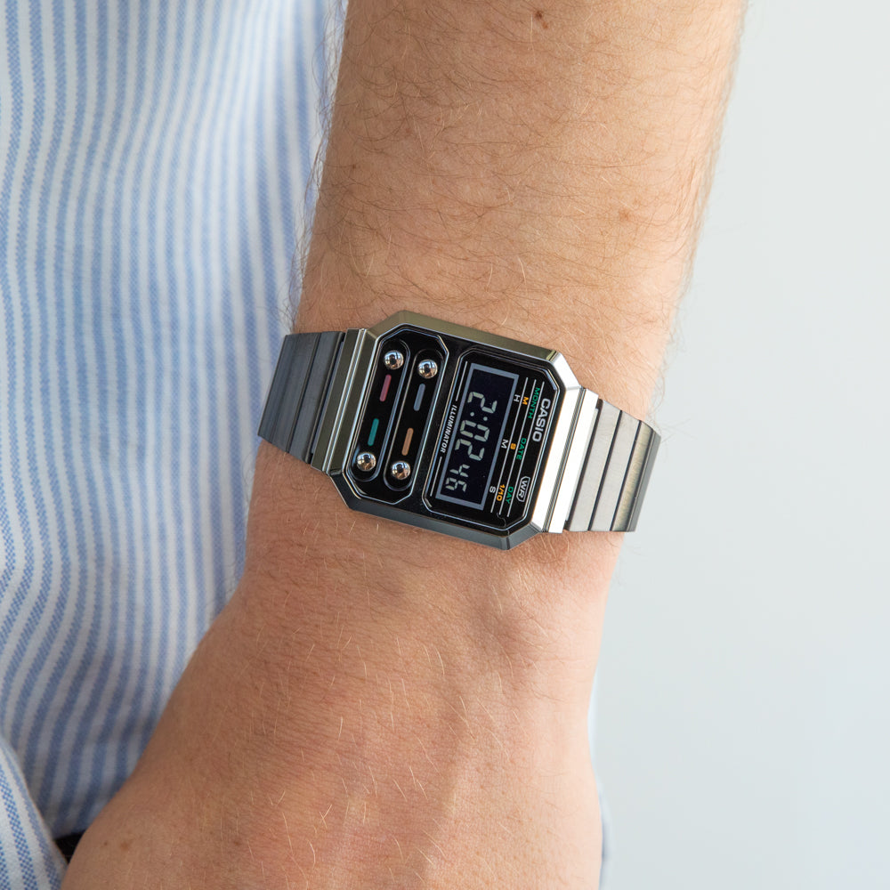 Casio Vintage Unisex Digital Watch - A100WEGG-1A Model with Resin Case and Stainless Steel Band