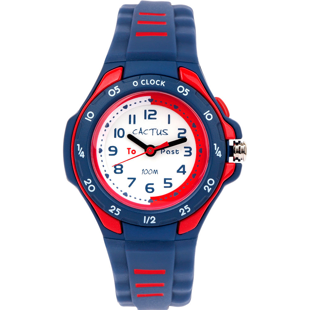 Vibrant Blue & Red Cactus Kids' Time - Teaching Watch CAC116M03