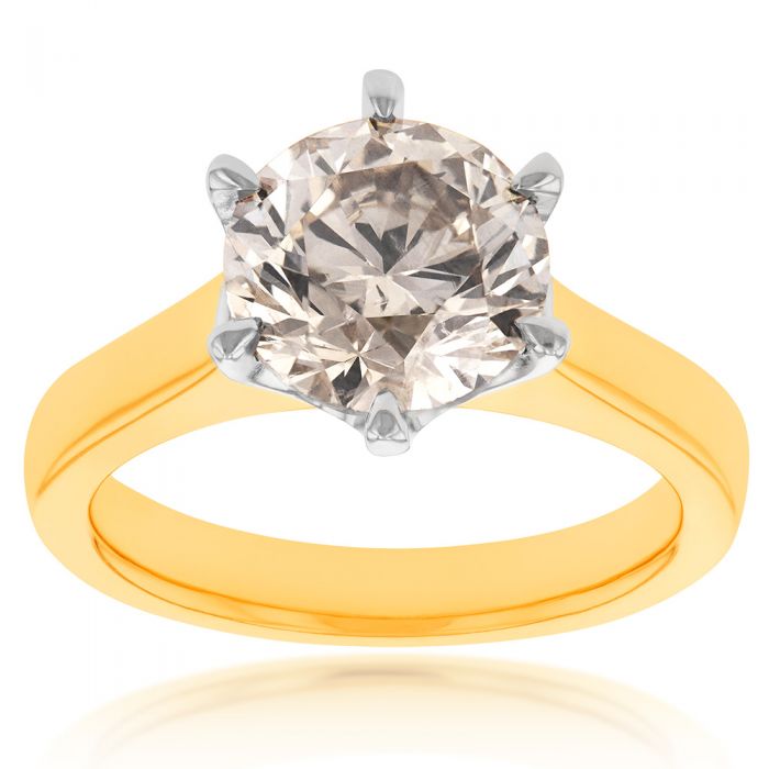 Exquisite 18 Carat Yellow Gold Ring with a Stunning 3.10 Carat Australian Diamond Solitaire