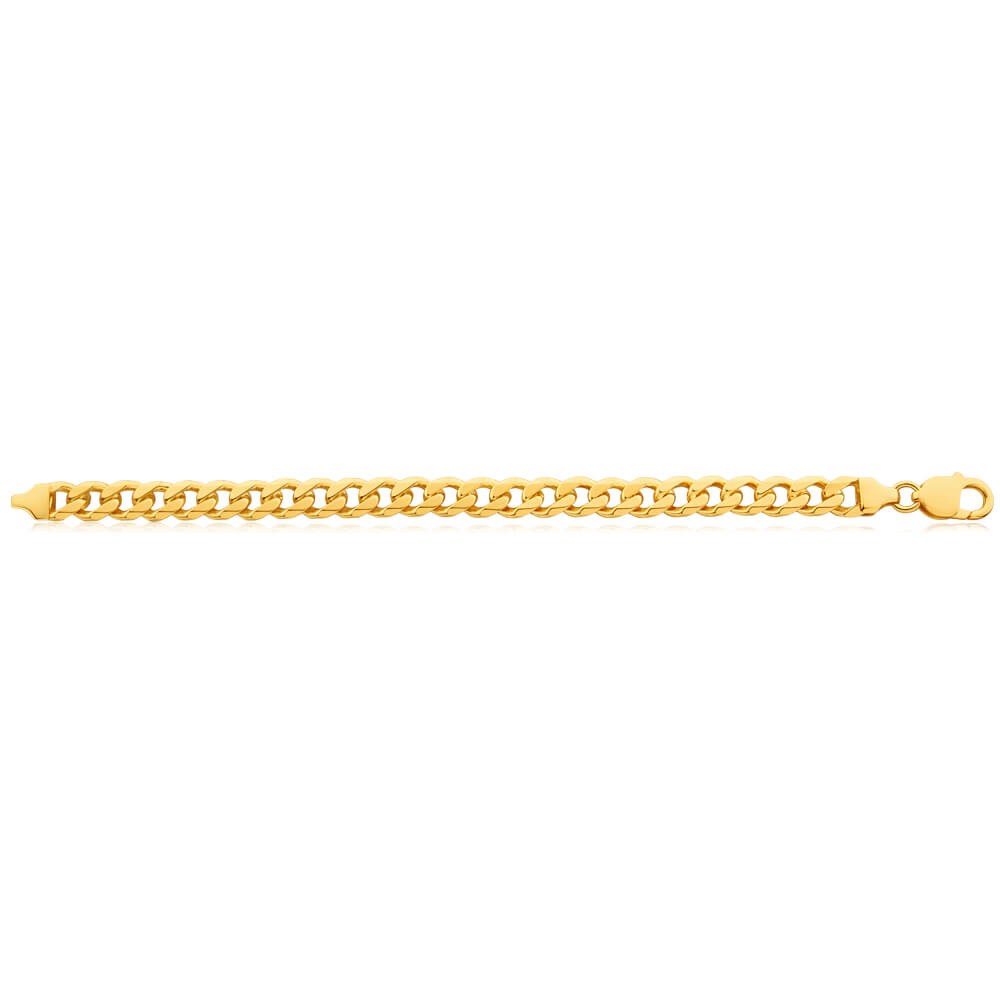 21cm 9ct Solid Yellow Gold Stylish Curb Chain Bracelet