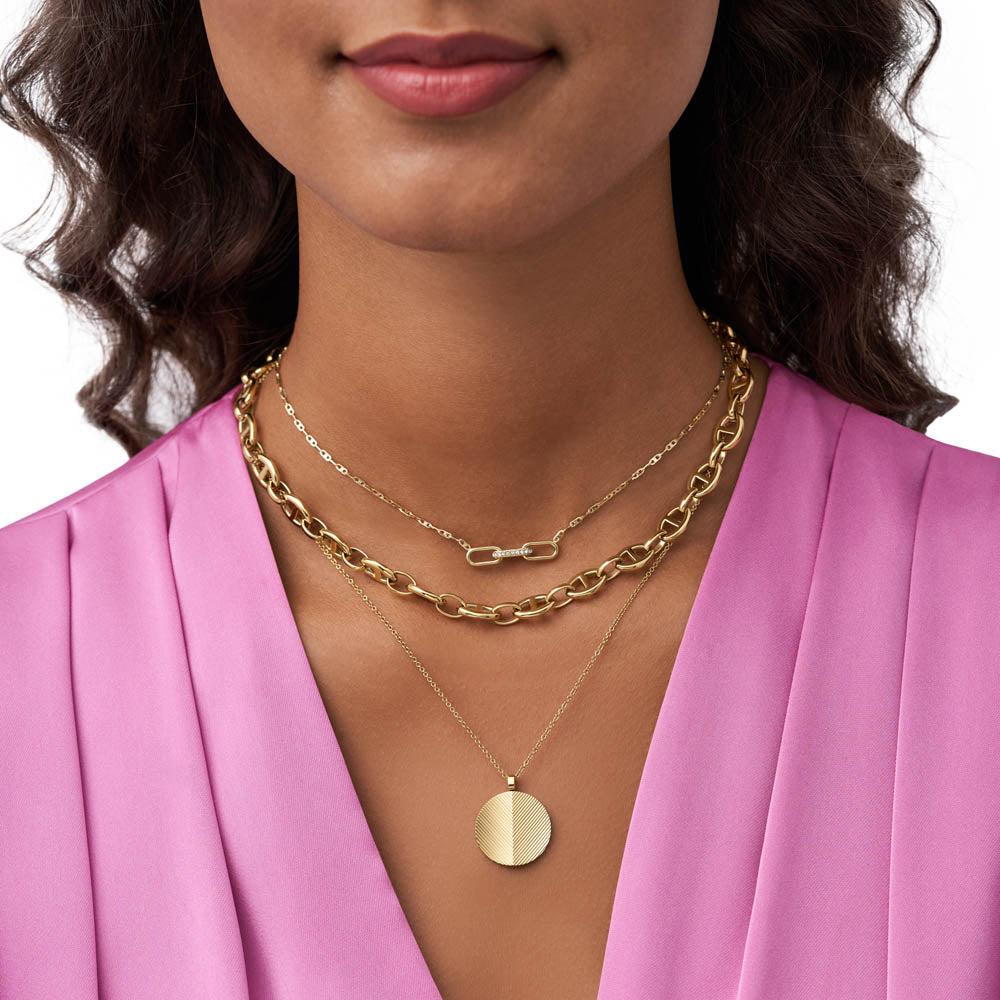 Fossil Harlow Yellow Gold Plated Stainless Steel Pendant with Chain