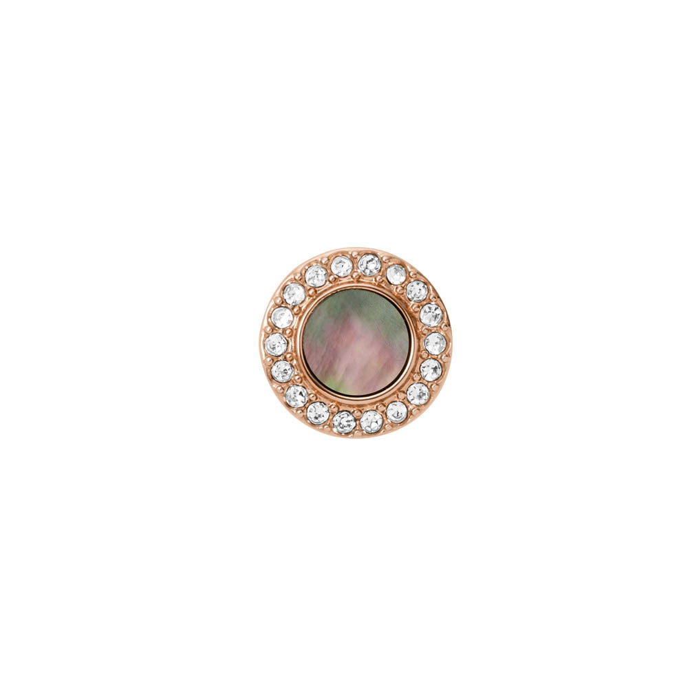 Fossil Fashionable Rose Gold Plated Stainless Steel Gray Mother Of Pearl Glitter Stud Earrings for Women